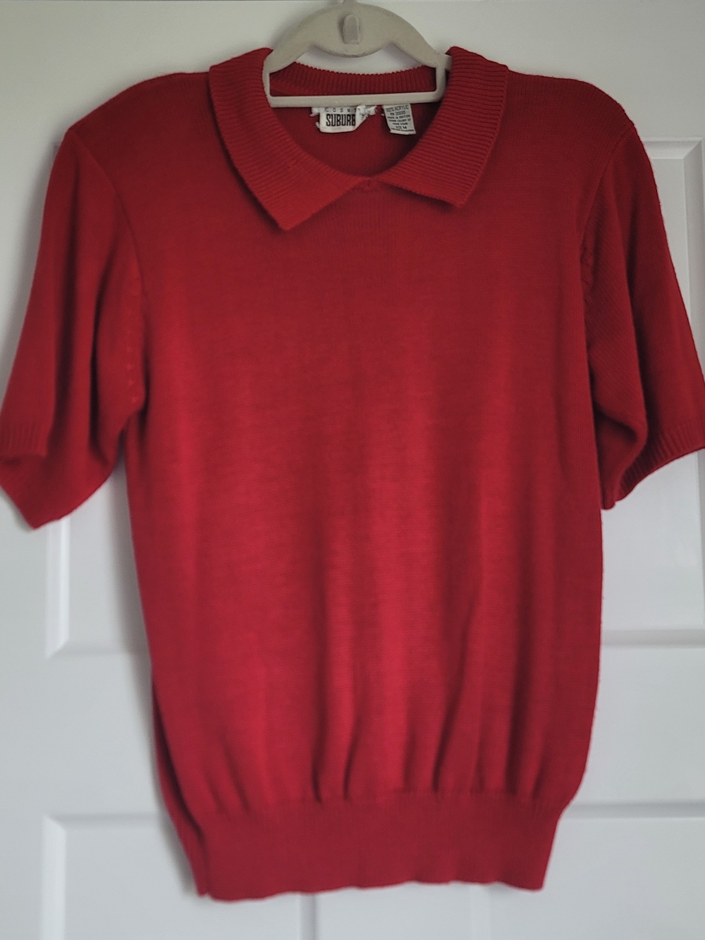 Vintage Country Suburbans  Red Short-Sleeve Polo Sweater